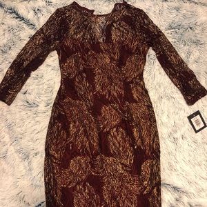 Sequin Lace Long Sleeve Gown by Marina